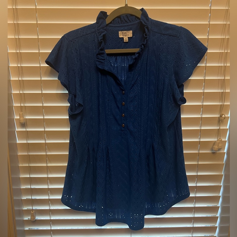 Kim Rogers Royal Blue Ruffled Blouse